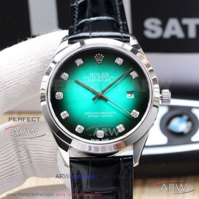 Perfect Replica Rolex Datejust Black And Green Dial With Diamonds 41 MM 8215 Automatic Watch